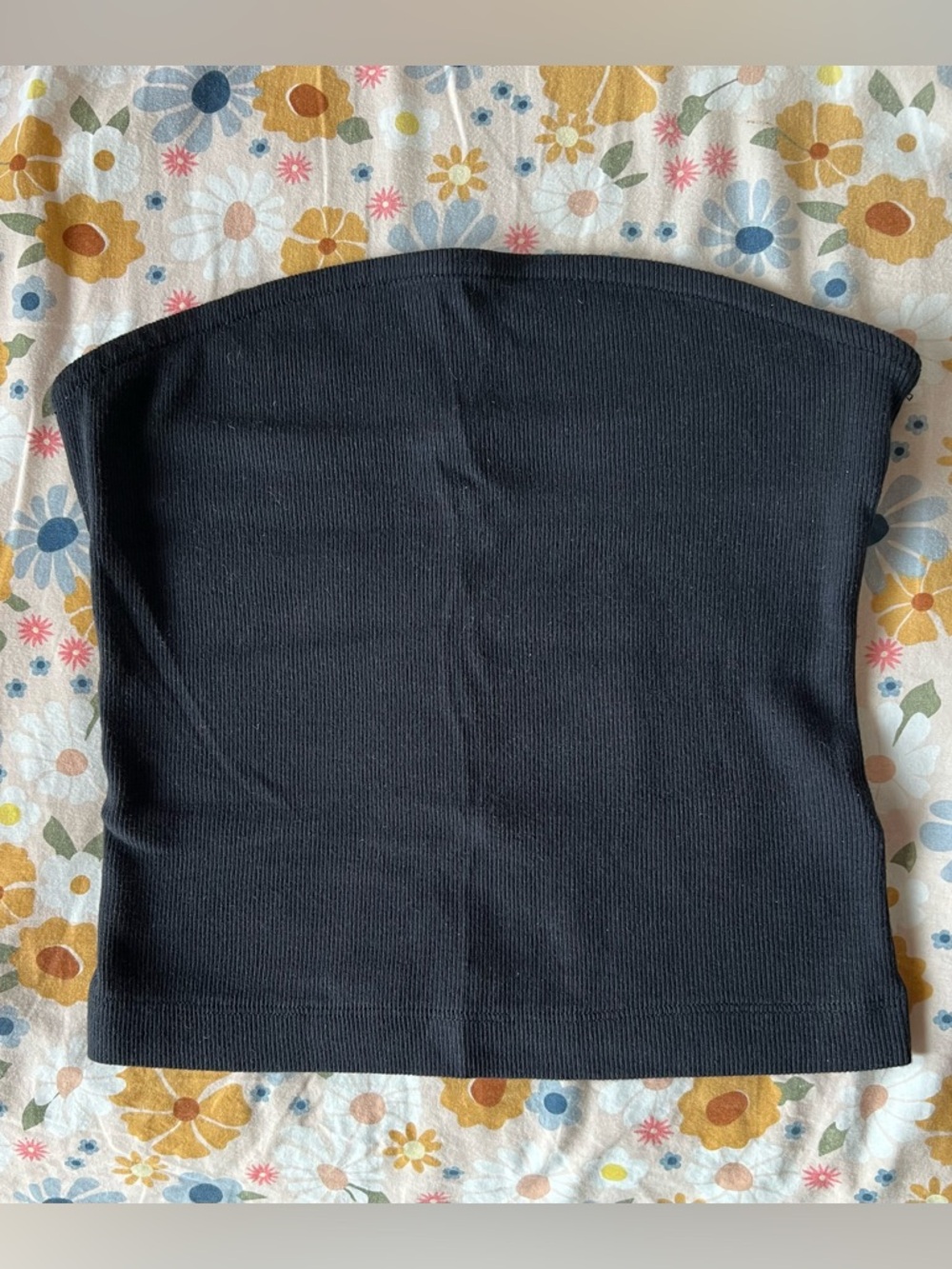 Maeve by Anthropologie Black Strapless Ribbed Tube Top
